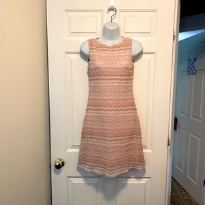 TABOO Crochet Med BodyCon, Pink & Tan Dress Sm fit